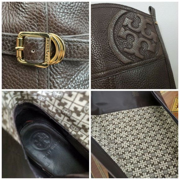 Tory Burch Marlene Tall Leather Brown Riding Boots Size 8.5M - Picture 12 of 12